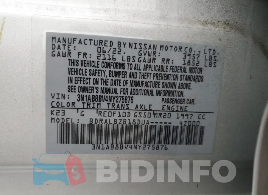3N1AB8BV4NY275876 Photo# 12