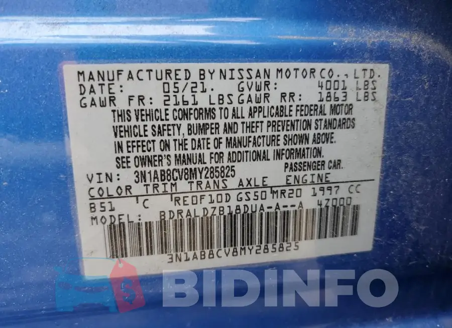 3N1AB8CV8MY285825 Photo# 12