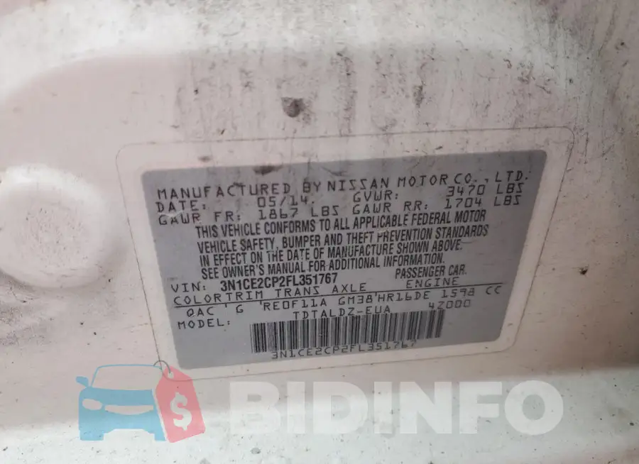 3N1CE2CP2FL351767 Photo# 12