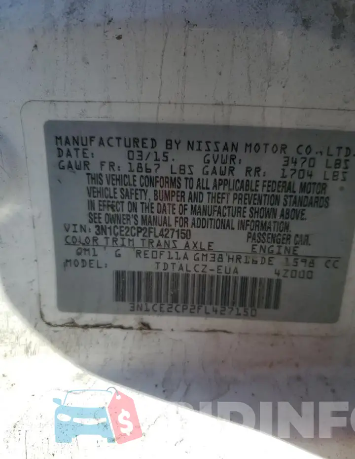 3N1CE2CP2FL427150 Photo# 12