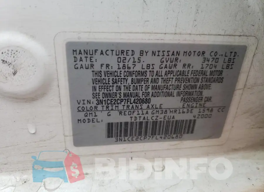 3N1CE2CP7FL420680 Photo# 12