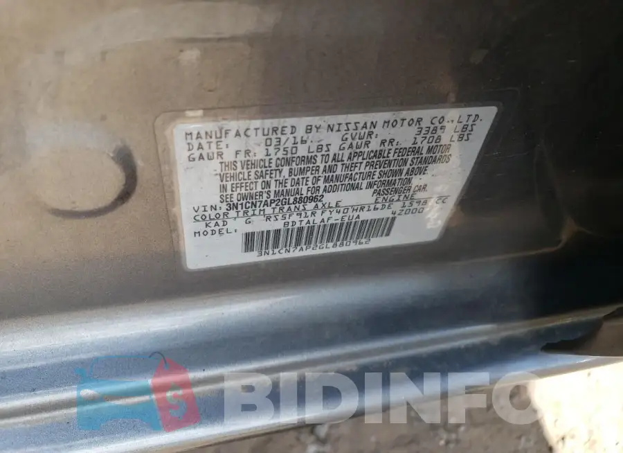 3N1CN7AP2GL880962 Photo# 12