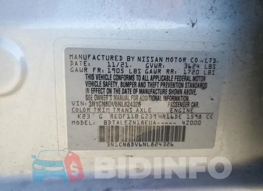 3N1CN8DV6NL824326 Photo# 12