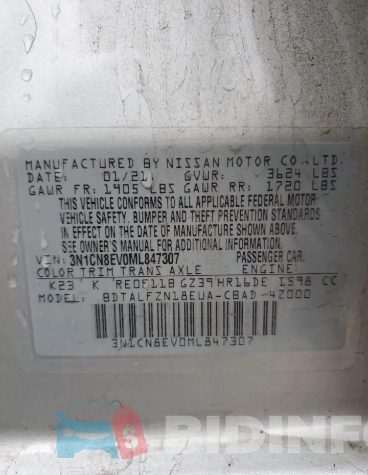 3N1CN8EV0ML847307 Photo# 12