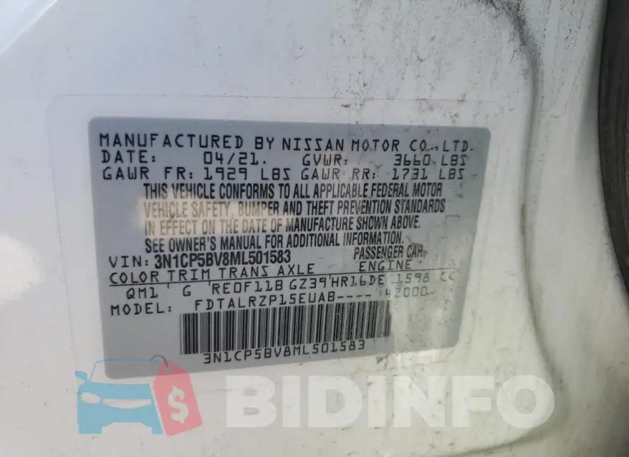 3N1CP5BV8ML501583 Photo# 12