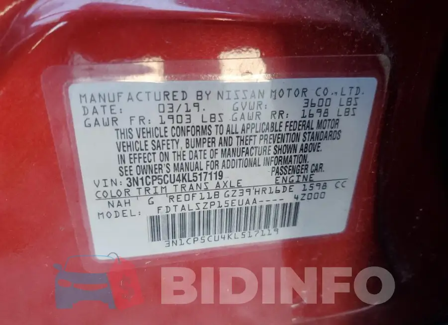 3N1CP5CU4KL517119 Photo# 13