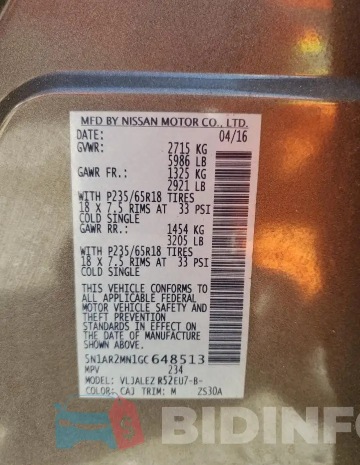 5N1AR2MN1GC648513 Photo# 14