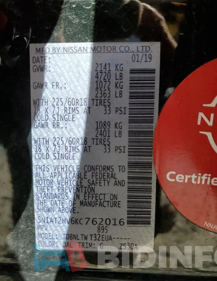 5N1AT2MV6KC762016 Photo# 14