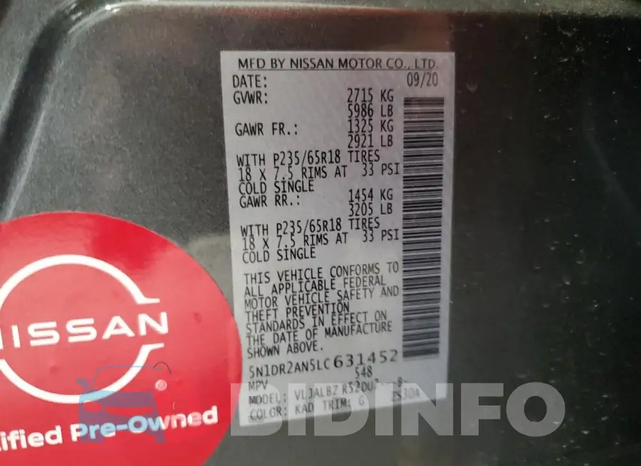 5N1DR2AN5LC631452 Photo# 13