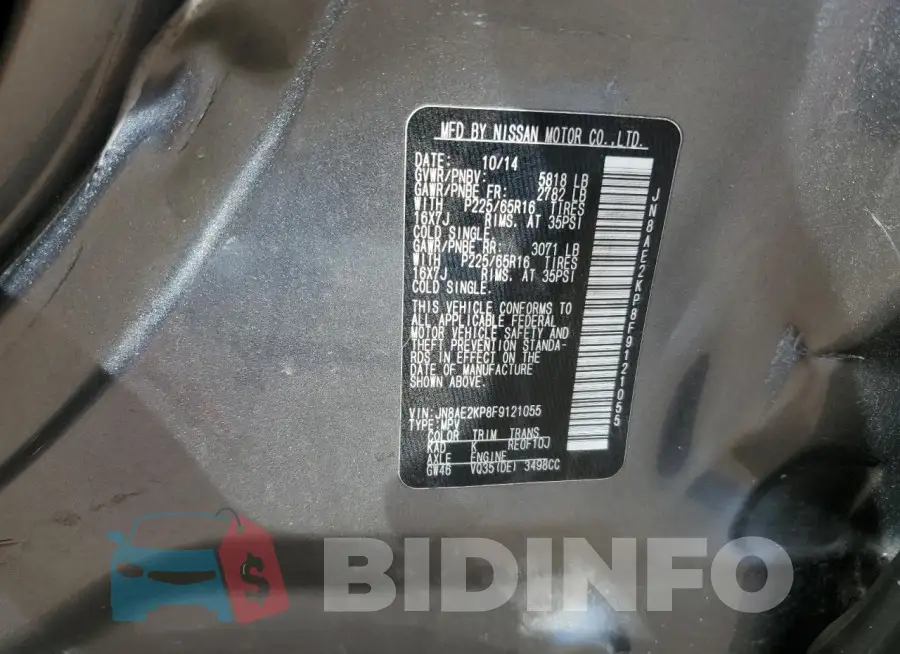 JN8AE2KP8F9121055 Photo# 13