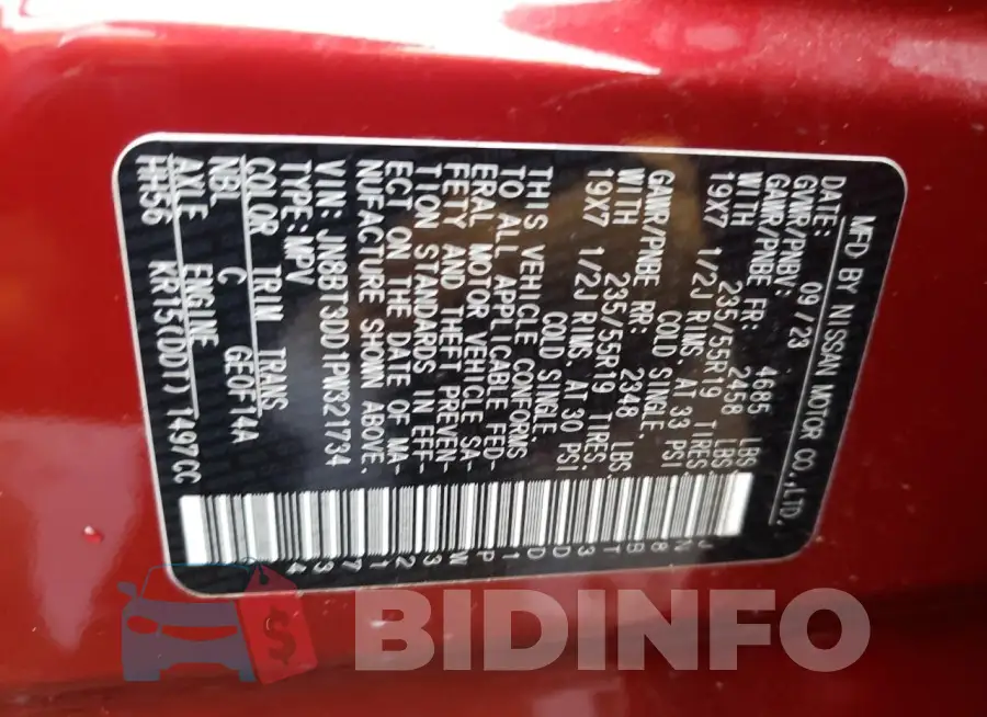 JN8BT3DD1PW321734 Photo# 12