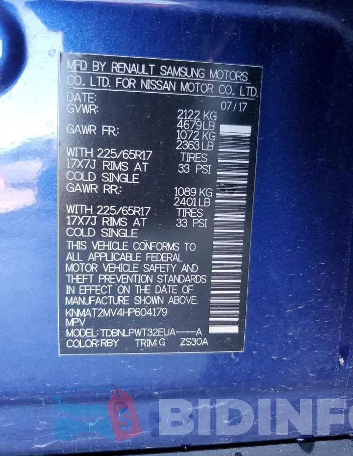 KNMAT2MV4HP604179 Photo# 13