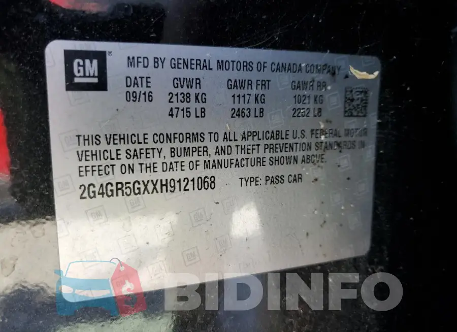 2G4GR5GXXH9121068 Photo# 12