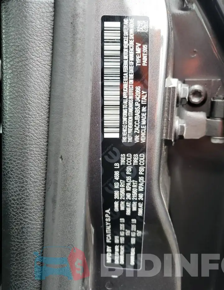 ZACCJBAB5JPJ42066 Photo# 12