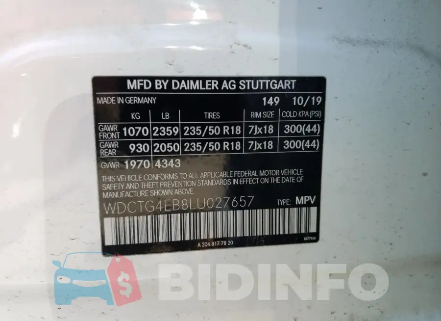 WDCTG4EB8LU027657 Photo# 12