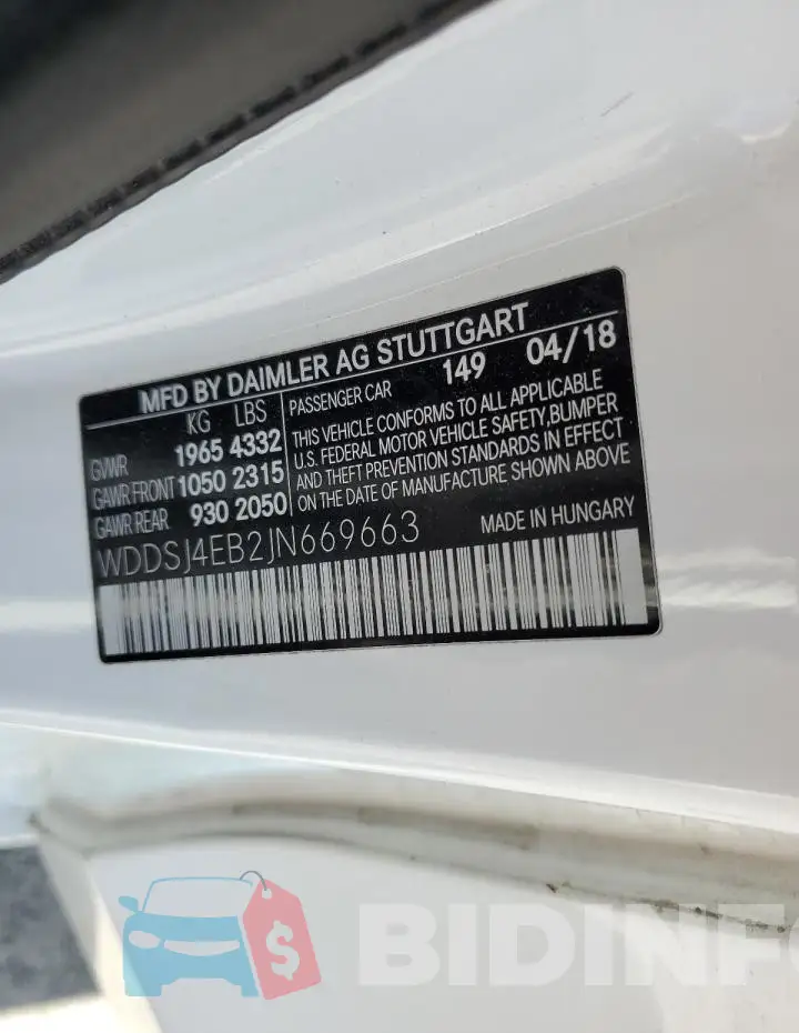 WDDSJ4EB2JN669663 Photo# 13