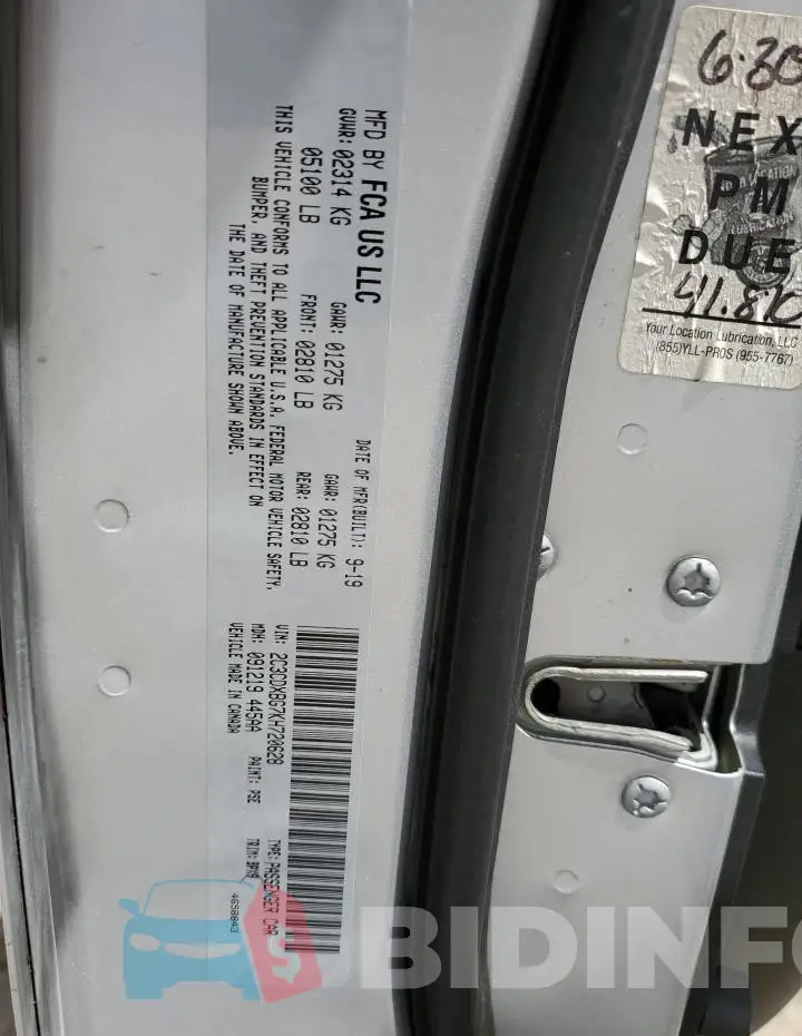 2C3CDXBG7KH720628 Photo# 12