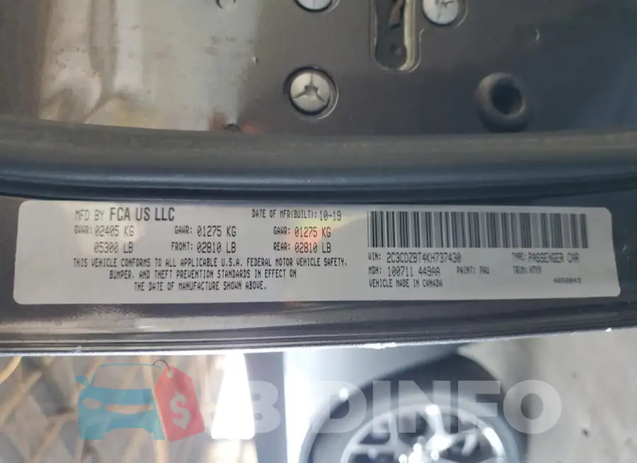 2C3CDZBT4KH737430 Photo# 12