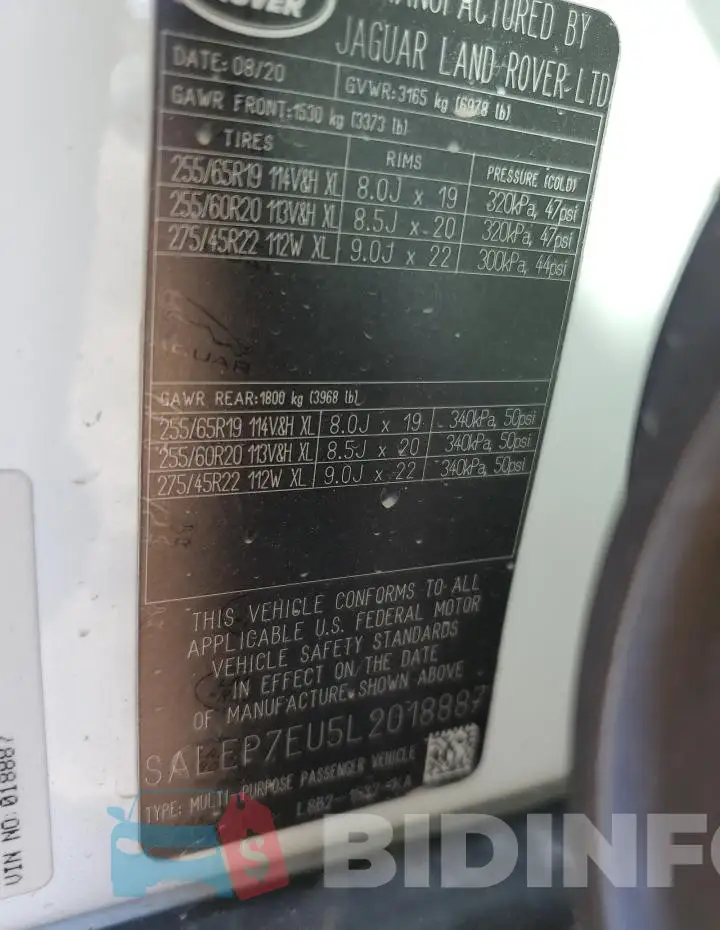 SALEP7EU5L2018887 Photo# 13