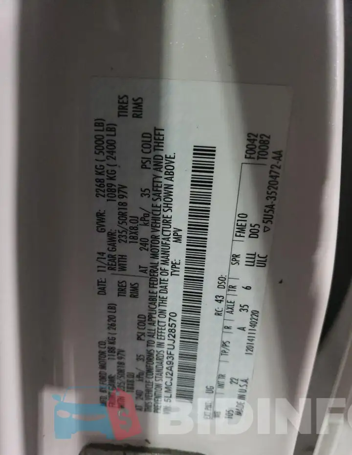 5LMCJ2A93FUJ28570 Photo# 13
