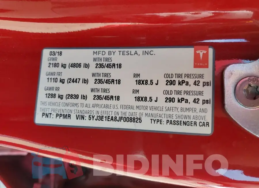 5YJ3E1EA8JF008825 Photo# 12