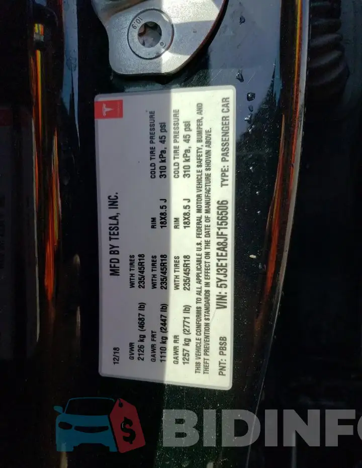 5YJ3E1EA8JF156506 Photo# 12