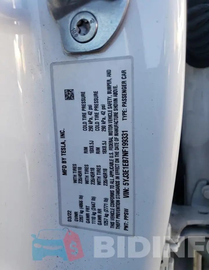 5YJ3E1EB7NF199331 Photo# 12