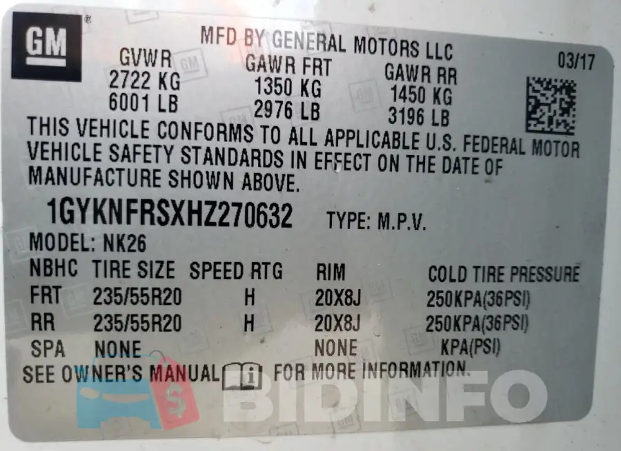 1GYKNFRSXHZ270632 Photo# 12