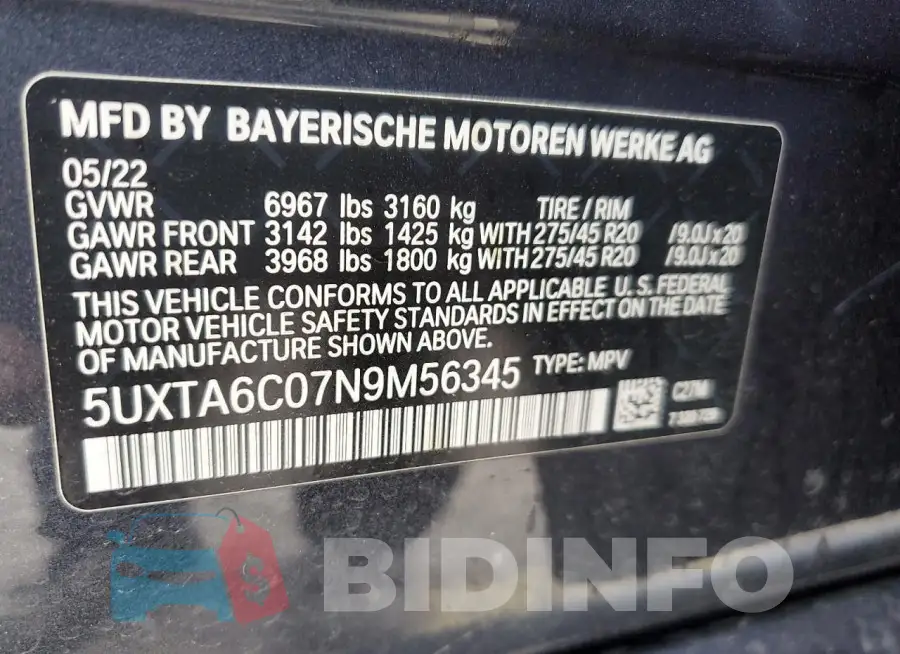5UXTA6C07N9M56345 Photo# 12