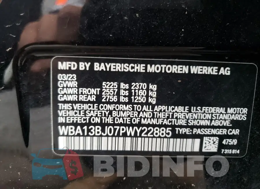 WBA13BJ07PWY22885 Photo# 12