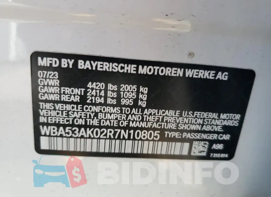 WBA53AK02R7N10805 Photo# 13