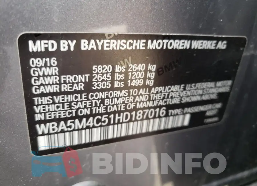 WBA5M4C51HD187016 Photo# 12