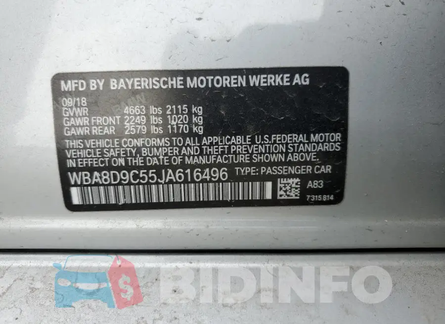WBA8D9C55JA616496 Photo# 12