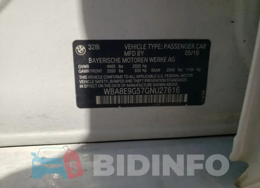WBA8E9G57GNU27616 Photo# 12