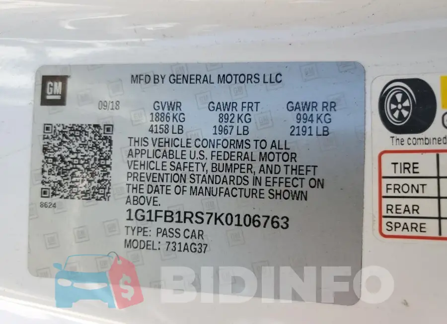 1G1FB1RS7K0106763 Photo# 12