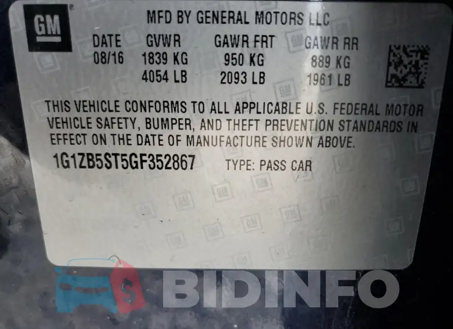 1G1ZB5ST5GF352867 Photo# 13