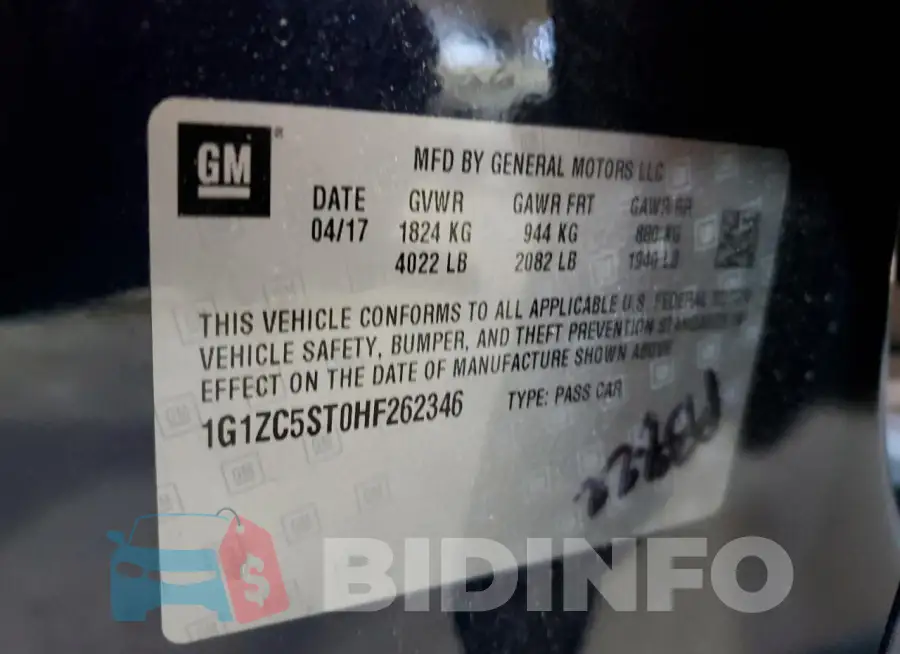 1G1ZC5ST0HF262346 Photo# 12
