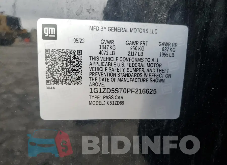1G1ZD5ST0PF216625 Photo# 12