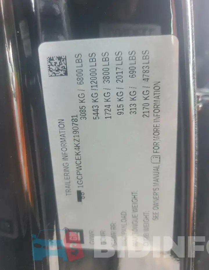 1GCPWCEK4KZ190781 Photo# 12