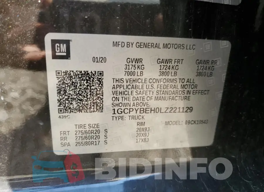 1GCPYBEH0LZ221129 Photo# 13