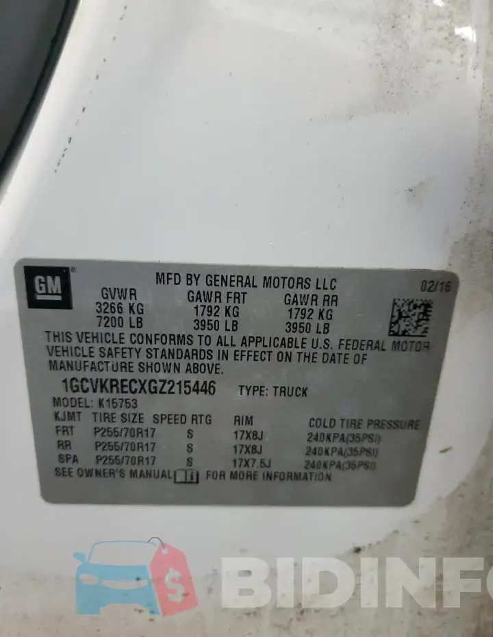 1GCVKRECXGZ215446 Photo# 13