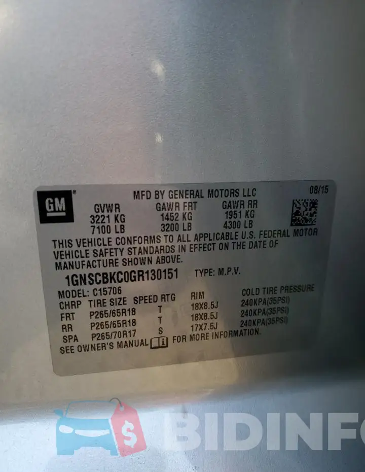 1GNSCBKC0GR130151 Photo# 14
