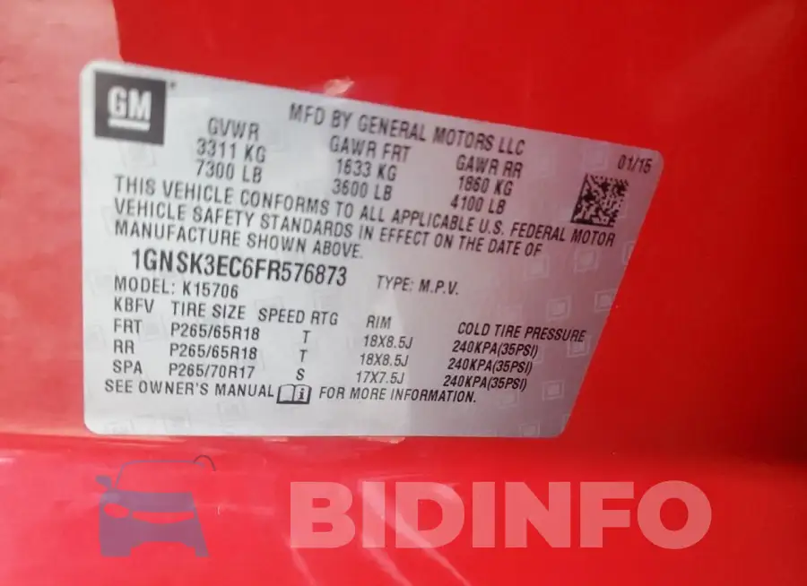 1GNSK3EC6FR576873 Photo# 13