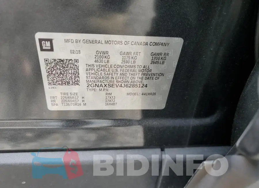 2GNAXSEV4J6285124 Photo# 12
