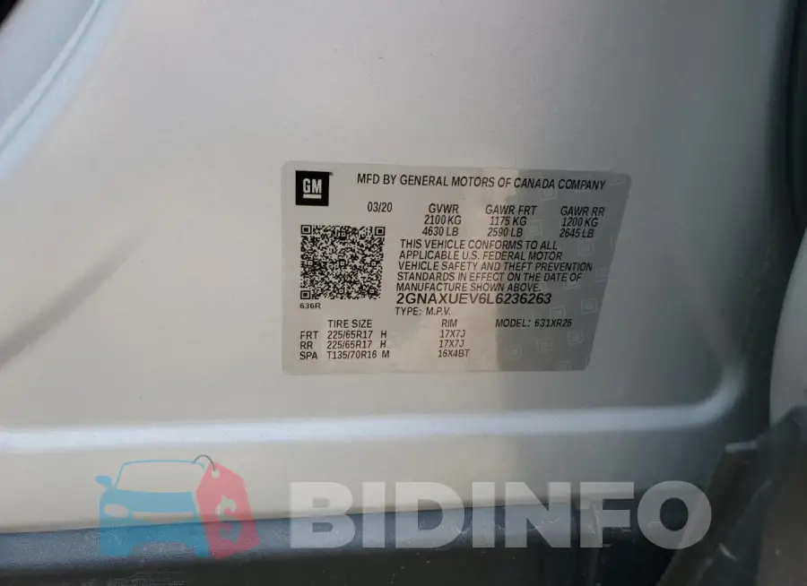 2GNAXUEV6L6236263 Photo# 13