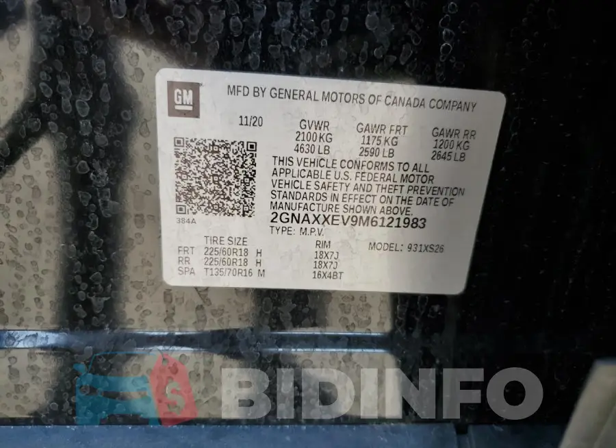 2GNAXXEV9M6121983 Photo# 12