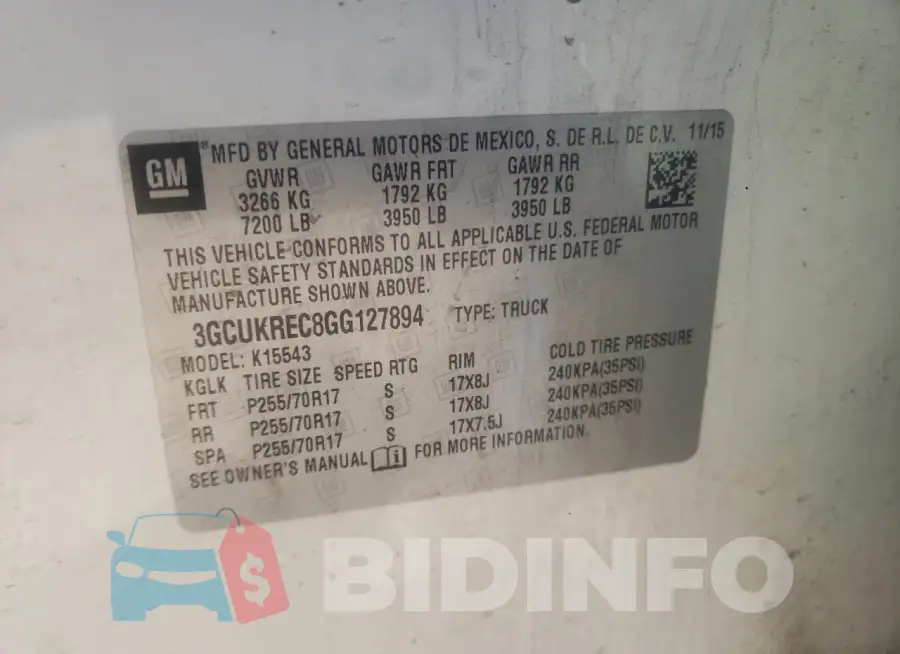 3GCUKREC8GG127894 Photo# 12