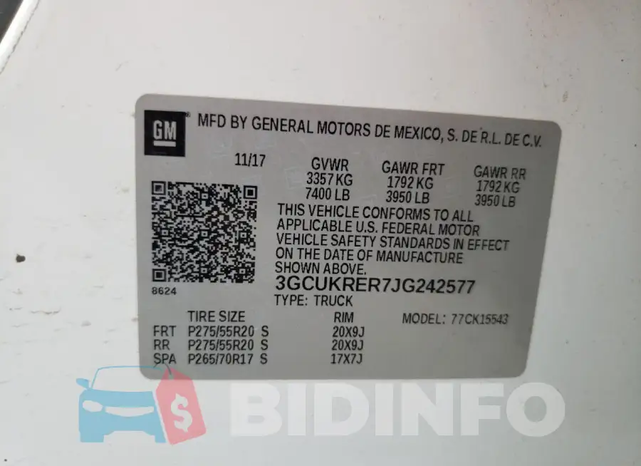 3GCUKRER7JG242577 Photo# 12