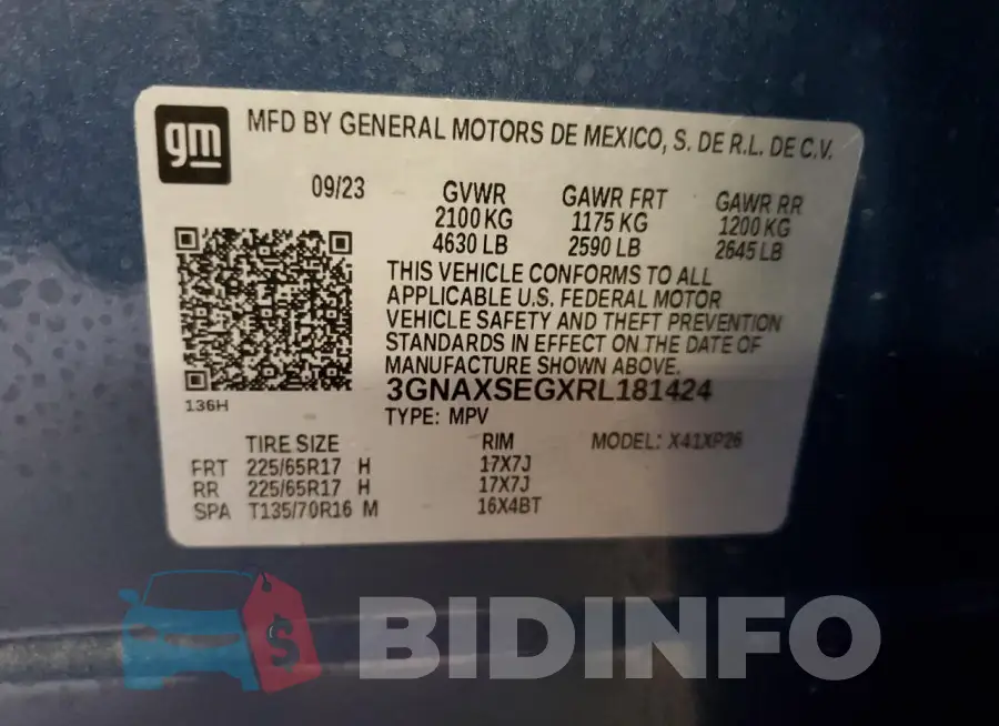 3GNAXSEGXRL181424 Photo# 14