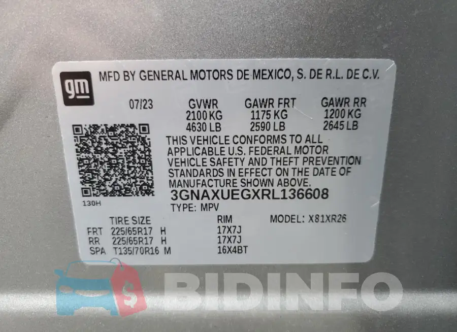 3GNAXUEGXRL136608 Photo# 13